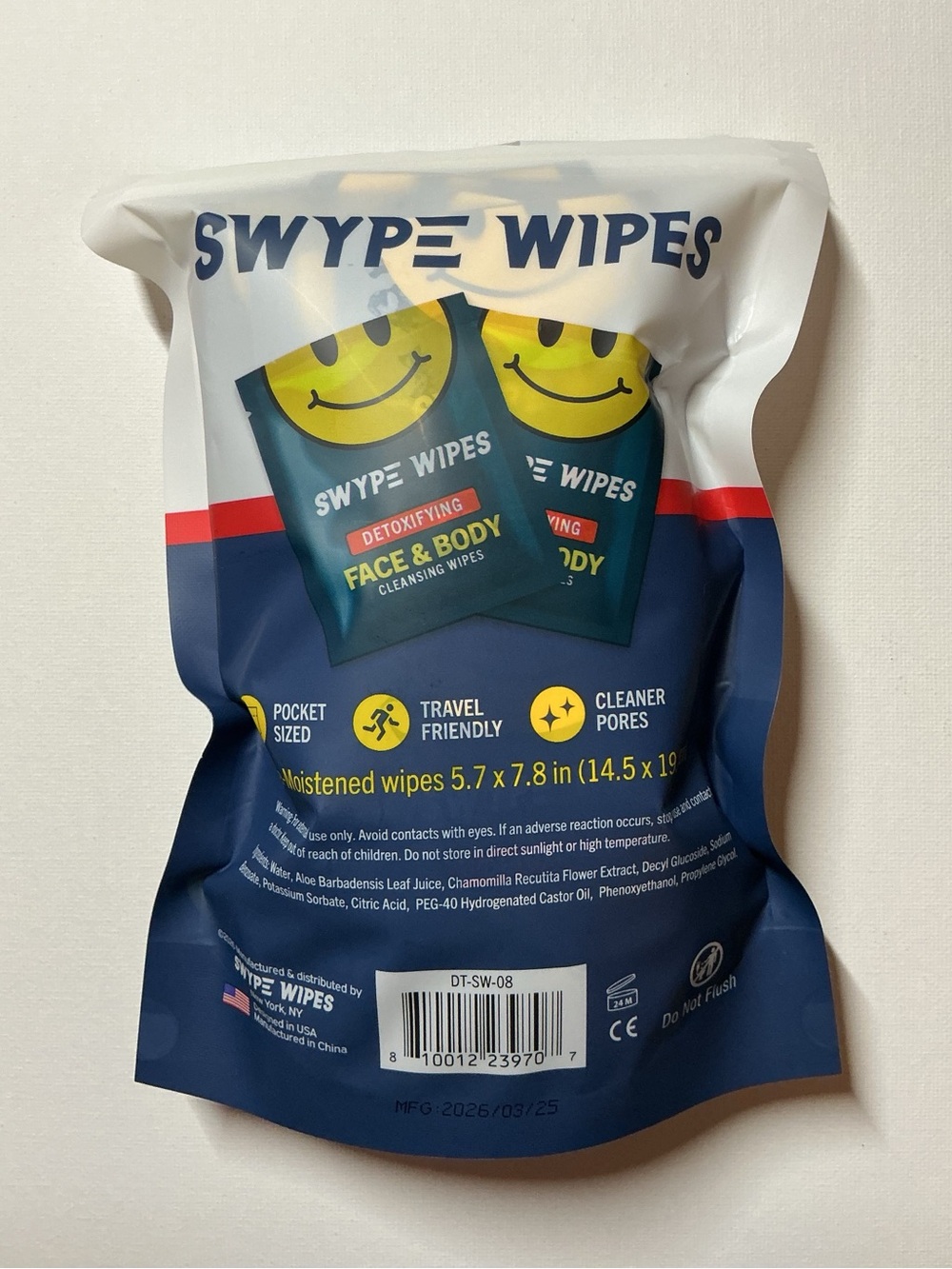 Swype Wipes Detoxifying Face & Body Cleansing Wipes - Fragrance Free - Picture 2 of 2